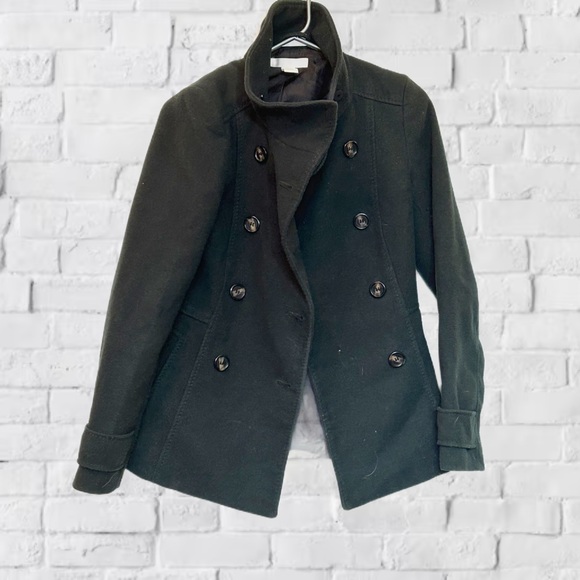 Dark green chique button front caban jacket, size 4 - Picture 2 of 5